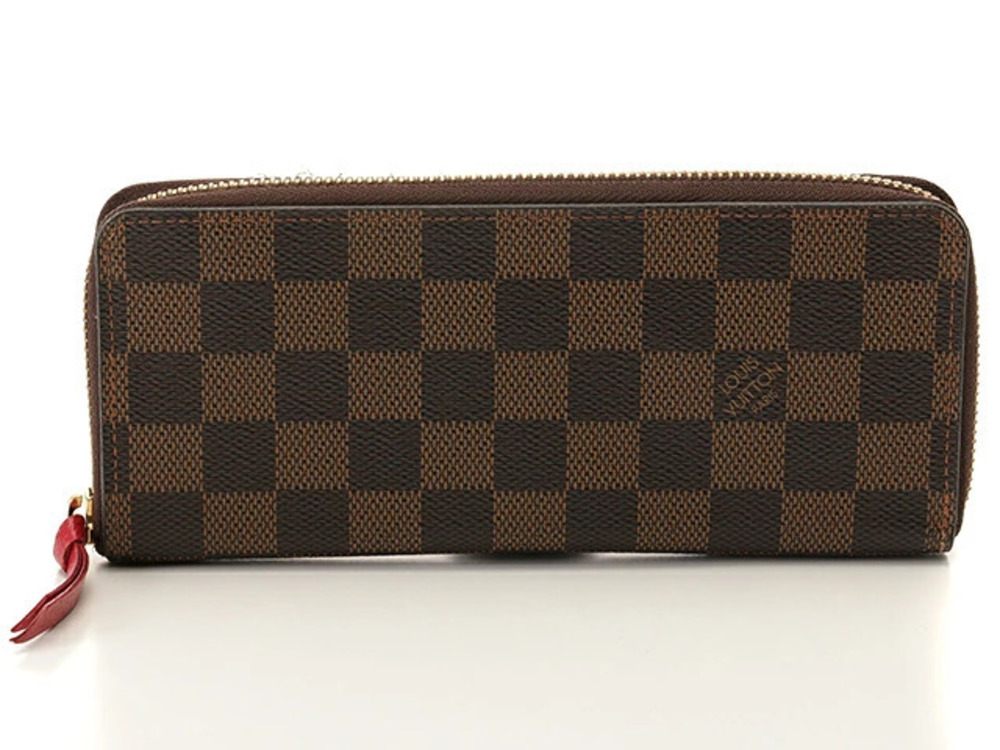 LOUIS VUITTON Portefeuille Clemence Round Zipper Long Wallet Damier Cerise Red